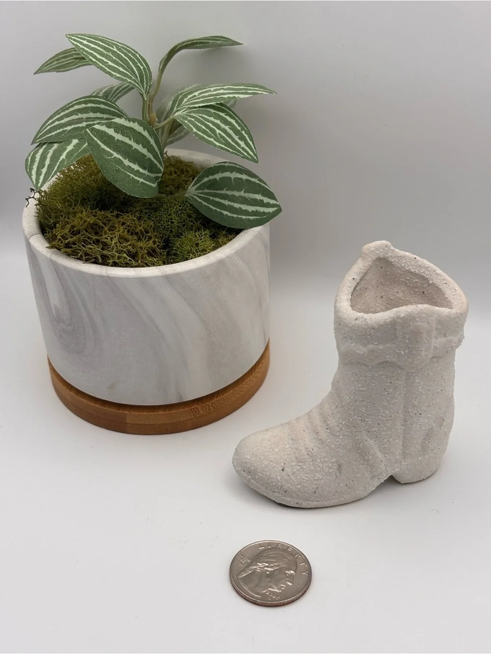 White Ceramic Cowboy Boot Match Holder & Striker, Western Home Decor